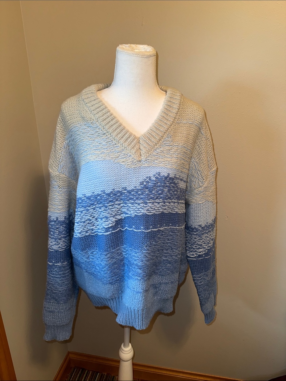 Women’s Fate Blue Ombre V-Neck Sweater - Large